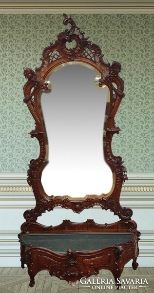 Baroque antique Venetian palace mirror with angel head for sale / rent