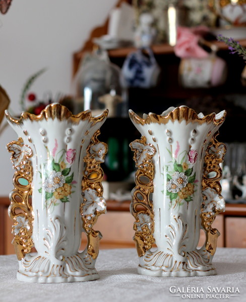 Vieux Paris/ Vieux Bruxelles csodaszép, hibátlan porcelán vázapár, un. wedding vases, esküvői vázák