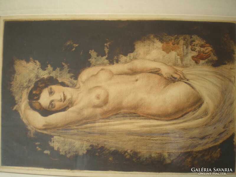 Prihoda, nude, sign, large colored etching