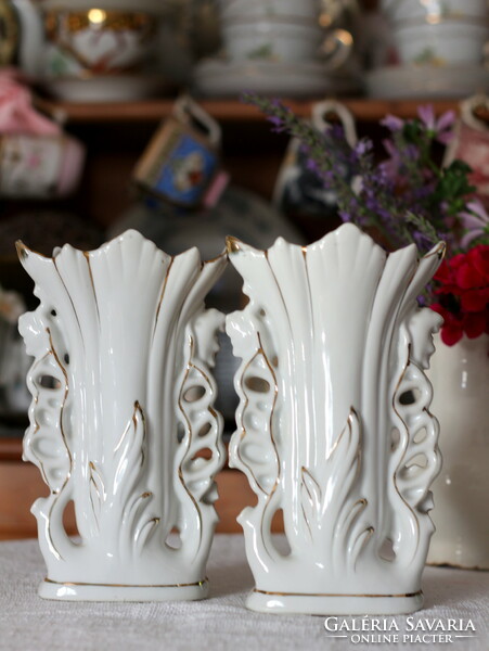 Vieux Paris/ Vieux Bruxelles csodaszép, hibátlan porcelán vázapár, un. wedding vases, esküvői vázák