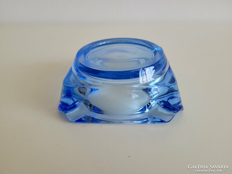 Retro üveg hamutál régi kék hamutartó