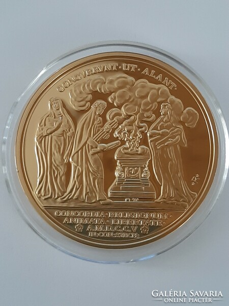 Ii. Ferenc Rákóczi gold ducat commemorative medal with 24 carat gold plating with certificate