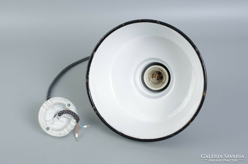 Old industrial small enamel lamp vintage