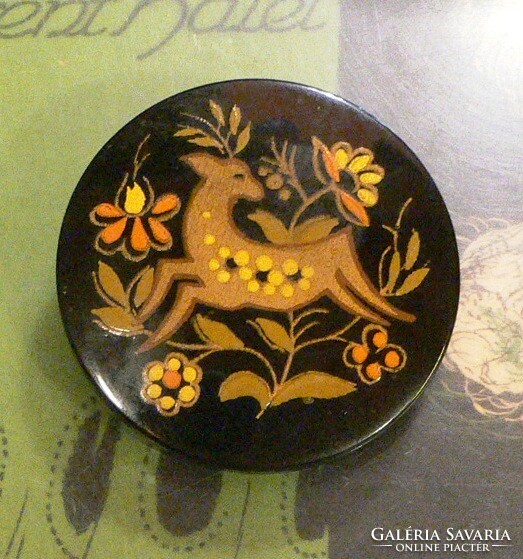 Hand painted marked Russian vinyl brooch