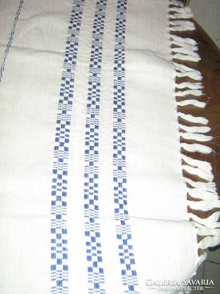 Beautiful antique homemade fringed tablecloth