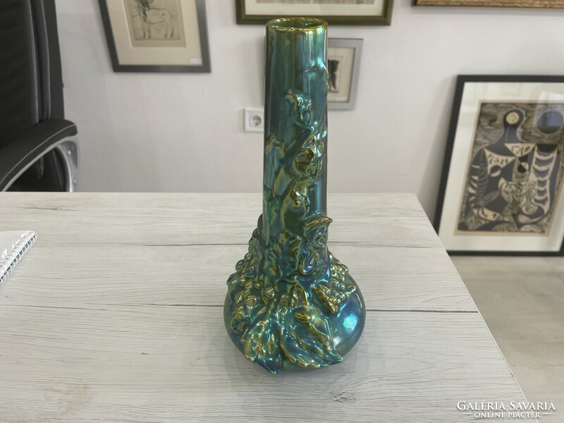 Zsolnay eozin vine tendril vase ceramic porcelain art nouveau