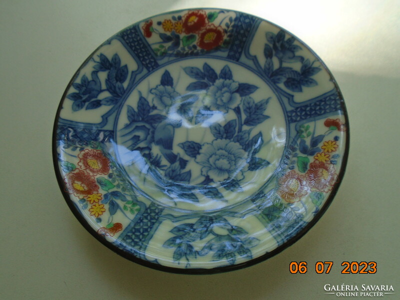 Keleti kék és színes virágos tányér