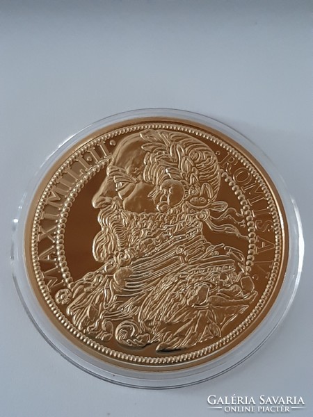 Miksa I 4 ducat commemorative coin re-minted with 24 carat gold, in capsule, with certificate
