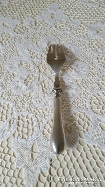 Massive, heavy silver-plated meat fork, serving fork