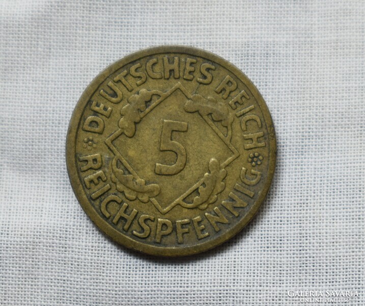 5 Reichspfennig , Németország , 1925 A pfenning , érme , pénz