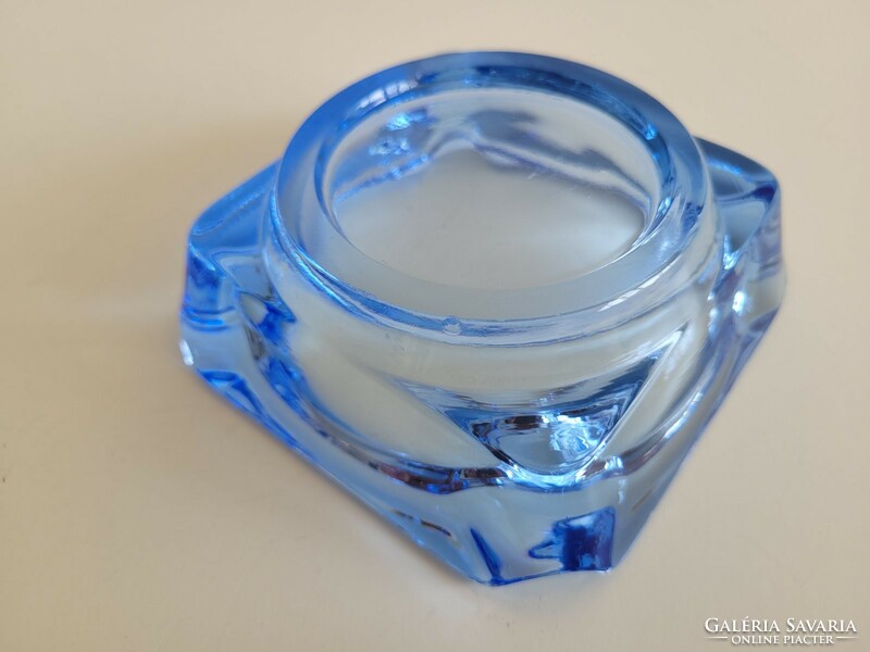 Retro üveg hamutál régi kék hamutartó