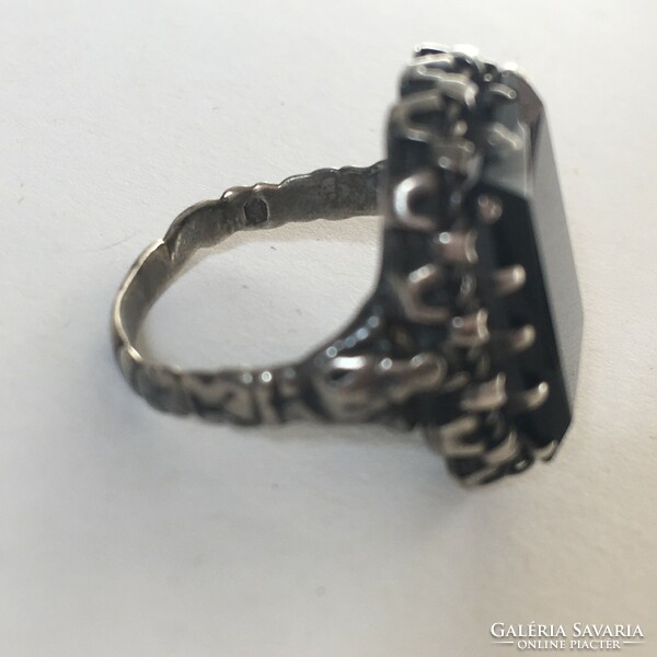 Antik Nagy Ezüst Gyűrű Ónix