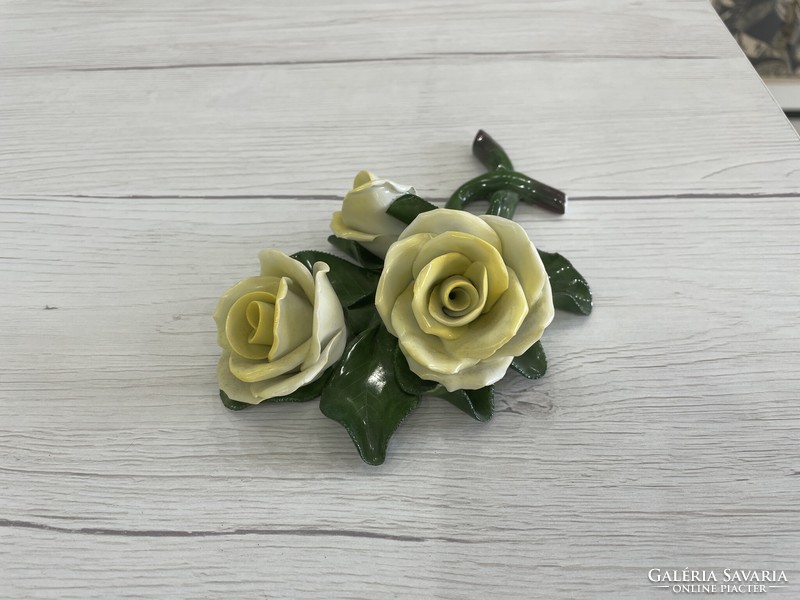 Herend yellow rose porcelain flower flawless