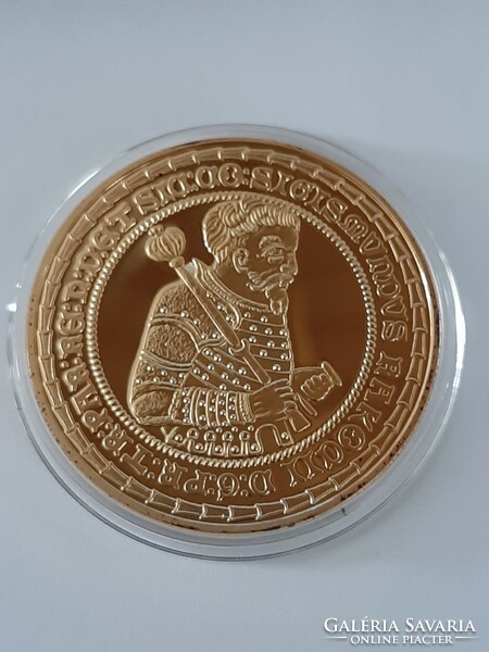 Zsigmond Rákóczi 10 gulden 1607, 24-carat gold-plated coin re-mint, in capsule,