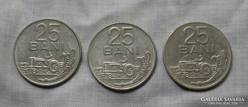 25 Bani , Románia , pénz , érme , 1966 , 3 darab