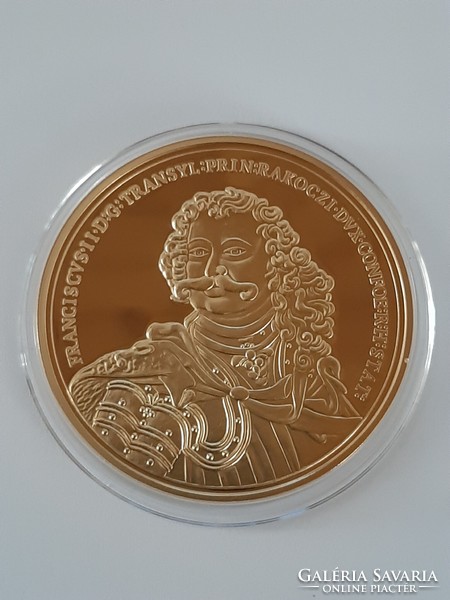 Ii. Ferenc Rákóczi gold ducat commemorative medal with 24 carat gold plating with certificate
