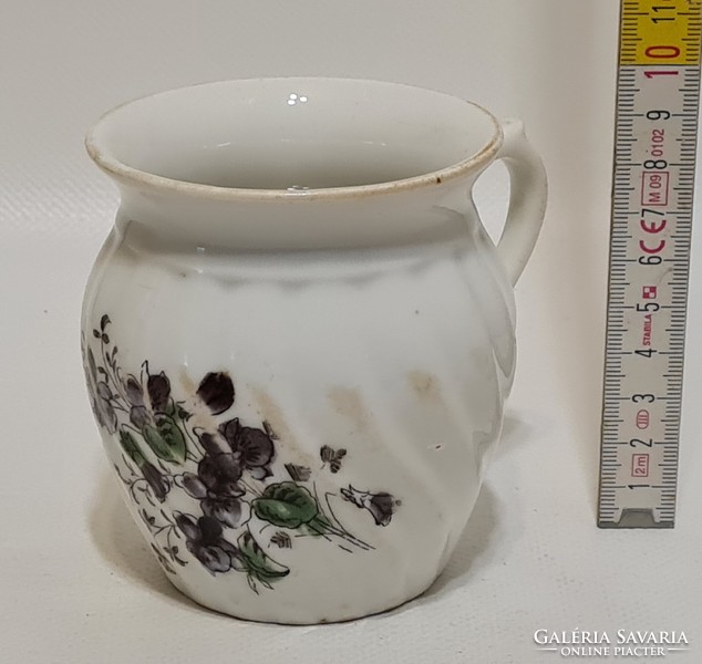 Porcelain mug with colorful flower pattern, ribbed surface (2684)