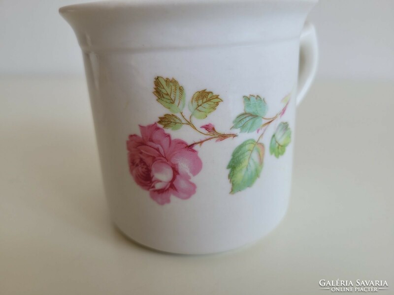 Old large mug, vintage rose-patterned folk cup
