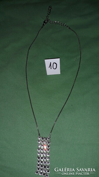 Very nice art deco stone pendant round silver plated metal necklace 44 cm long according to the pictures 10.