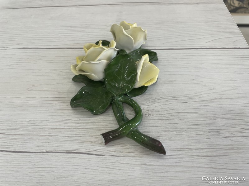 Herendi sárga rózsa porcelán virág hibátlan