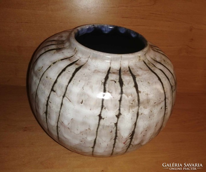 Hódmezővásárhelyi kerámia gömbölyű váza - átm. 24 cm (26/d)