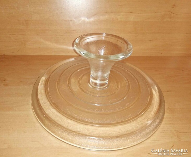 Talpas üveg tortatál sütemény kínáló asztalközép - átm. 30,5 cm (b)