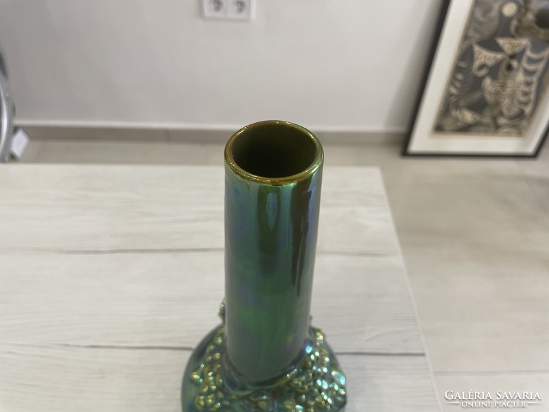Zsolnay eozin szőlős indás váza kerámia porcelán szecessziós