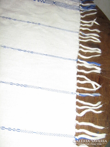 Beautiful antique homemade fringed tablecloth