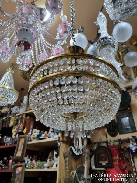 Czechoslovakian crystal basket chandelier