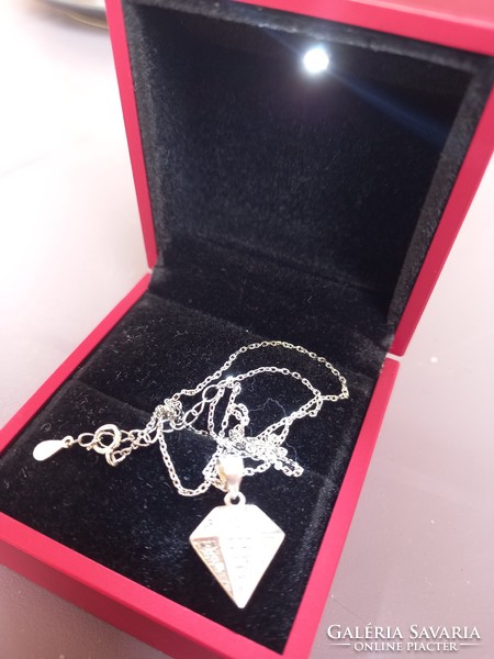 925 Sterling Silver Pendant Diamond Motif Zircon Stone Necklace Neck Collars