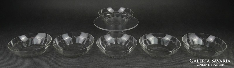 1N503 old polished glass bowl set 6 pieces