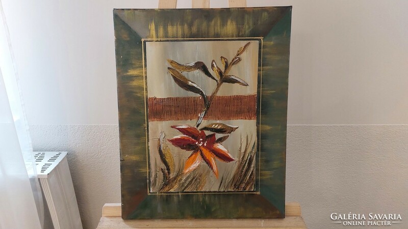 (K) modern flower painting 40x50 cm signed