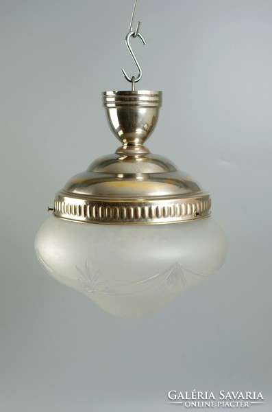 Antik krómozott réz mennyezeti lámpa Vintage