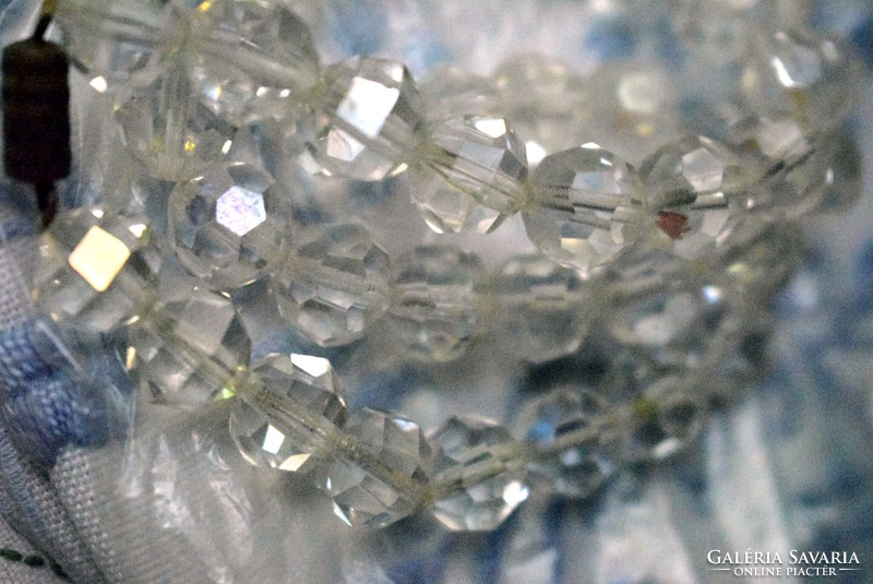 Old Czech aurora borealis tapestry crystal necklace 47 cm 10 mm big eyes original
