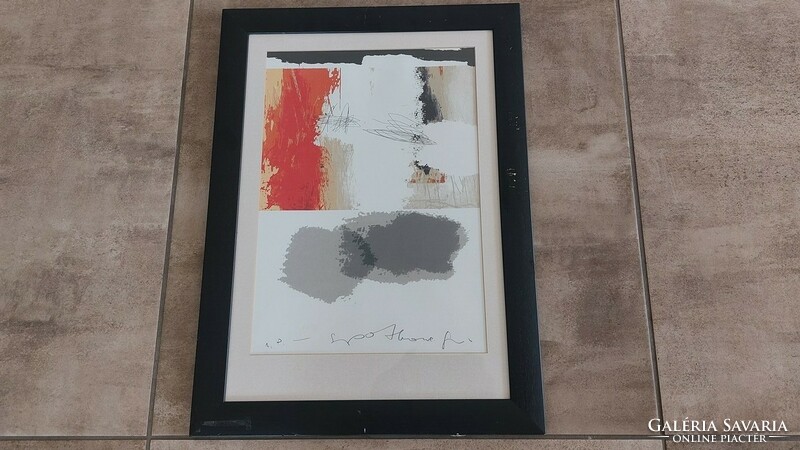(K) Grela Aleksandra "találkozás" Colorprint 42x57 cm kerettel szignózott absztrakt kompozíció