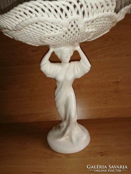 Amadeus magyar kézműves porcelán figurális talpas asztalközép, kínáló
