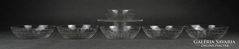 1N503 old polished glass bowl set 6 pieces