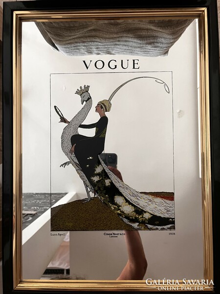 Két darab kollektor Art Nouveau zománcozott tükör “ Vogue “