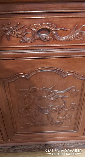 Asian solid rosewood sideboard with dragon pattern