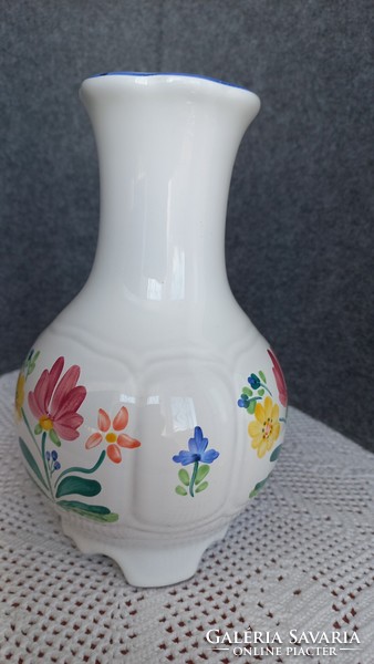 Herend majolica vase, marked, hand painted, flawless, 19 x 6.5 Cm