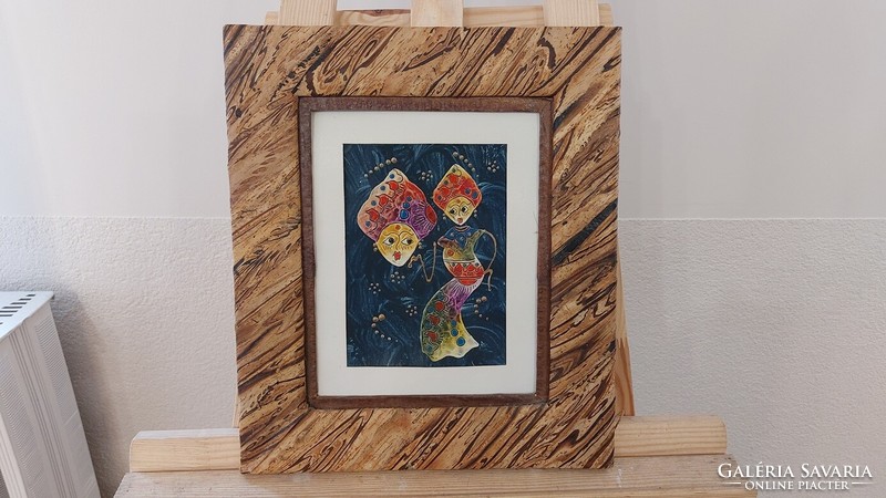 (K) small oriental painting with a 35x30 cm frame