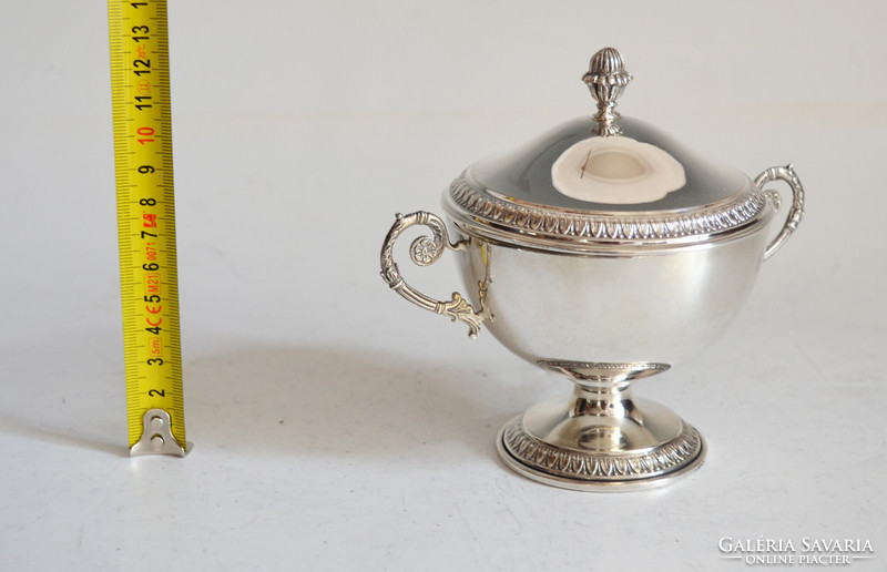 Sugar box with silver lid. Rich in detail. 800 Fine Italy rare./ Nf27