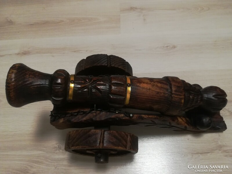 Decorative, carved wooden cannon, 1950s