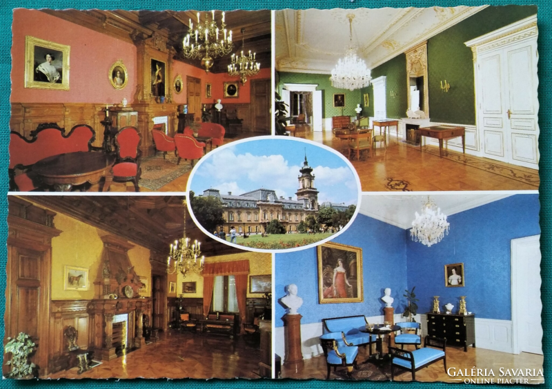 Keszthely, details of festetics castle, postal clean postcard, 1980