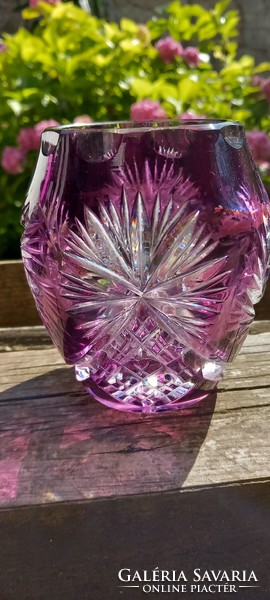 Hand polished rare amethyst purple crystal vase