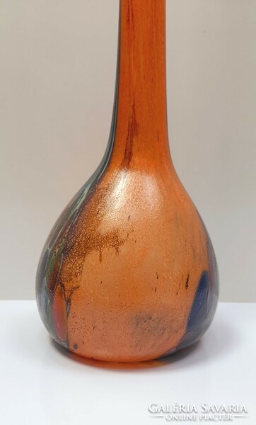 Hosszú nyakú mid-century fújt üveg design váza - 51128