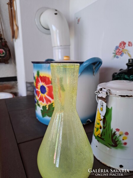 Yellow cracked veil glass veil Carcagi berekfürdő glass vase collectors