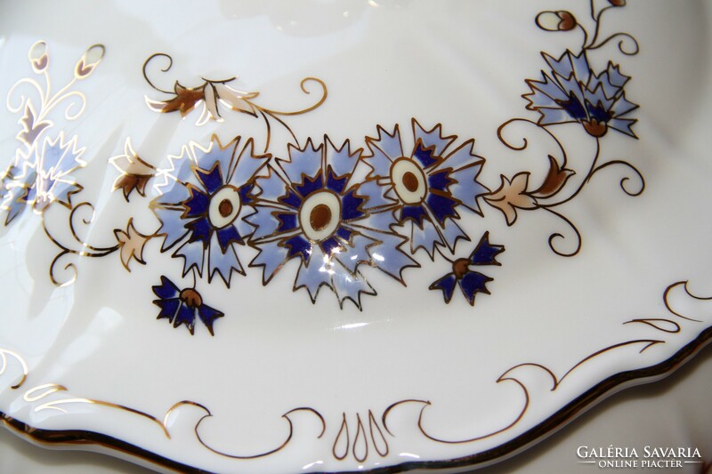 Zsolnay numbered and marked soup bowl with cornflowers