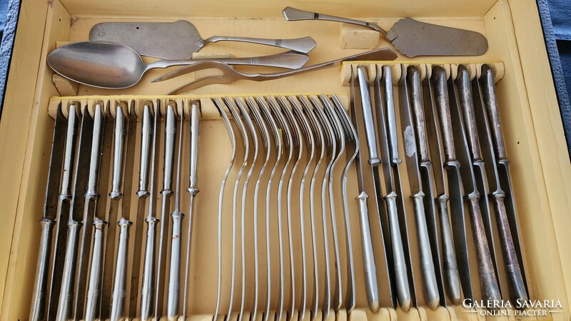 Art deco deco silver-plated cutlery set + 12-person storage box 1918