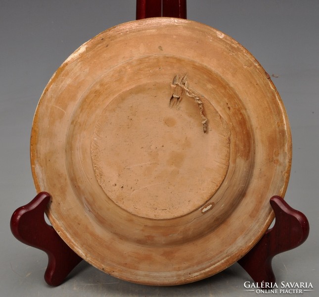 Erdélyi cserép kakasos tányér, Mezőség, 100 éves